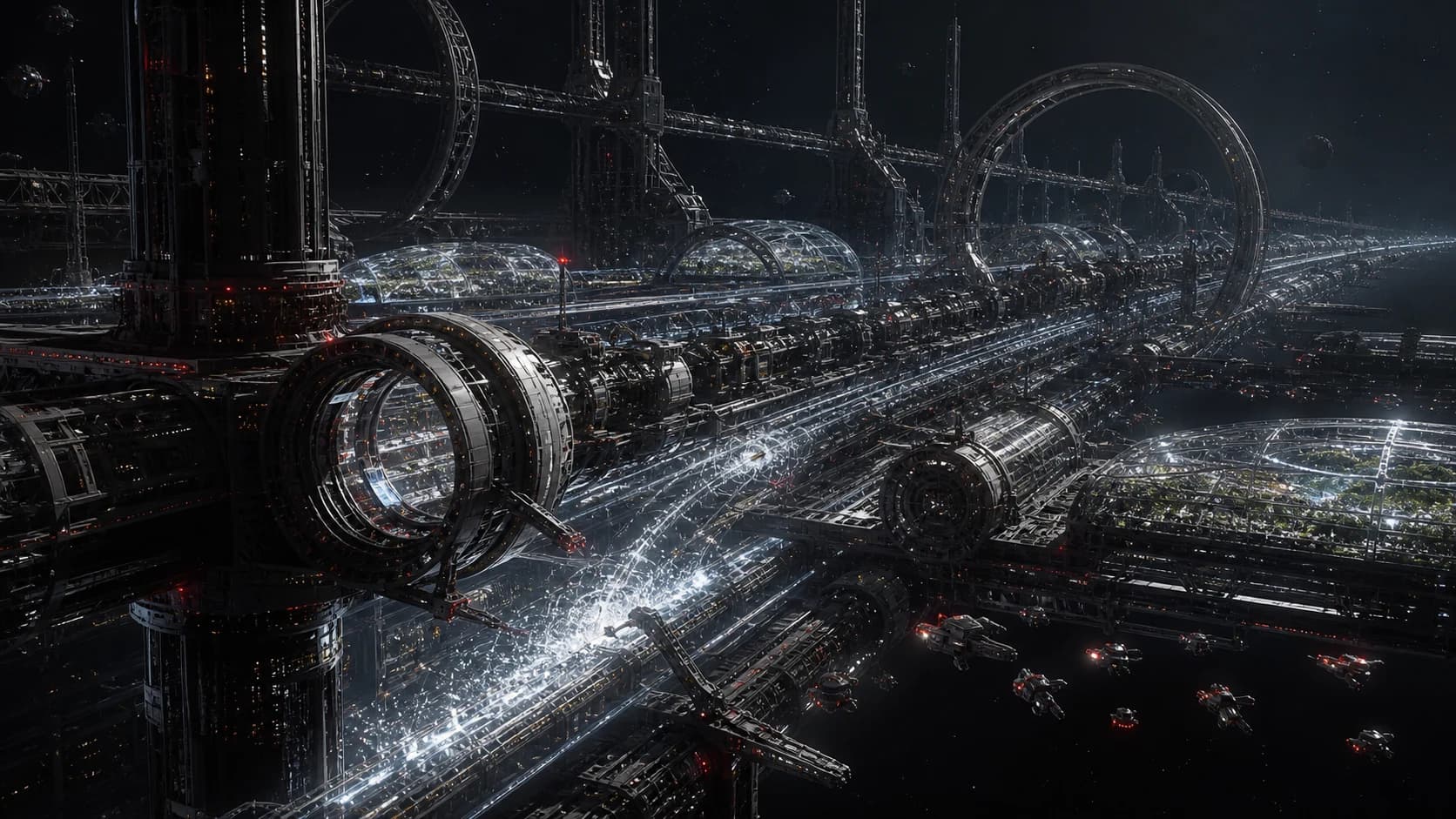 Concept rendering of a layered omnipresent transformer space settlement